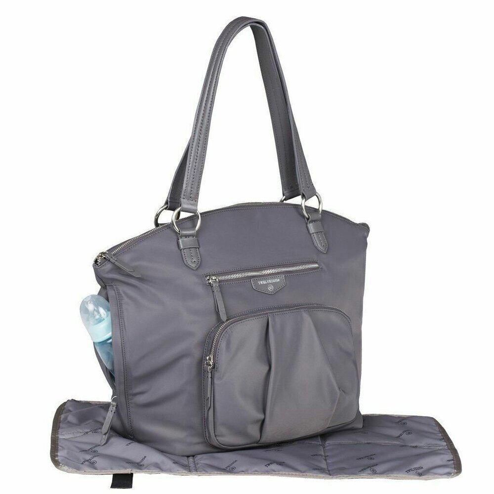TWELVElittle Large Diaper Bag Gray Allure Nylon Tote Crossbody Baby Shoulder Bag - Picture 2 of 6